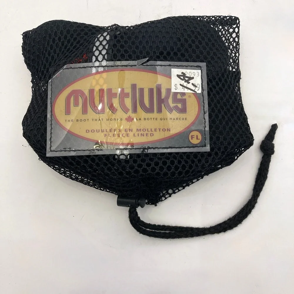 Muttluks Dog Boots Black Suede Bottom Fleece Lined Hook Loop Close XS
